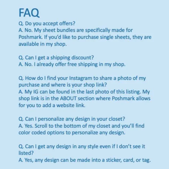 LB071 Mini Me Reseller Helper Poshmark Sticker Sheets [Price Firm] - Picture 7 of 8